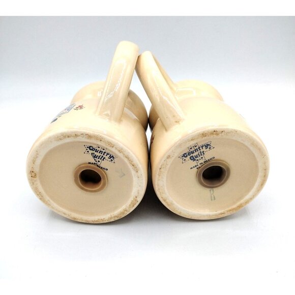 Salt and Pepper Shakers Country Quilt LOFISA Mexico Discontinued Cozy Farmcore - Picture 5 of 12